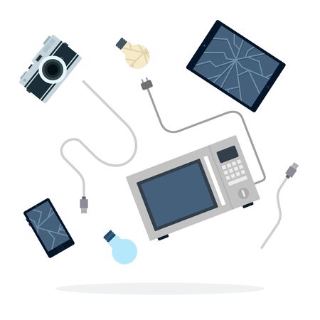 Electronic waste for trash sorting vector flat isolated