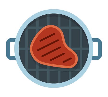 Grilled meat top view vector icon flat isolatedのイラスト素材