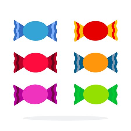Candy colored wrapper vector flat material design object. Isolated illustration on white background.のイラスト素材