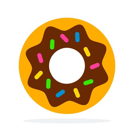 Donut with icing vector flat material design object. Isolated illustration on white background.のイラスト素材