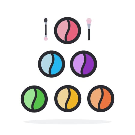 Eye shadows in round boxes vector flat material design object. Isolated illustration on white background.のイラスト素材
