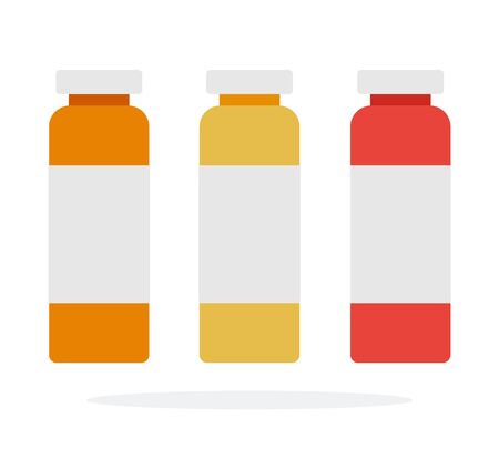 Hair products in containers vector flat material design object. Isolated illustration on white background.のイラスト素材