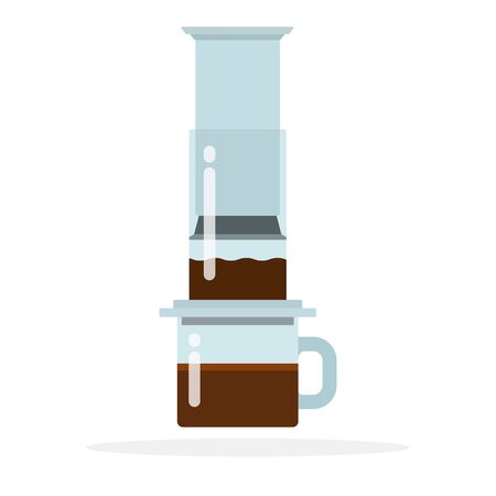 Aeropress coffee method vector flat isolatedのイラスト素材