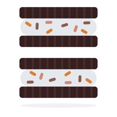 Chocolate sandwich cookies with stuffing vector flat material design isolated on whiteのイラスト素材