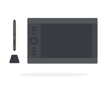 Graphics tablet with pen for drawing vector flat isolatedのイラスト素材