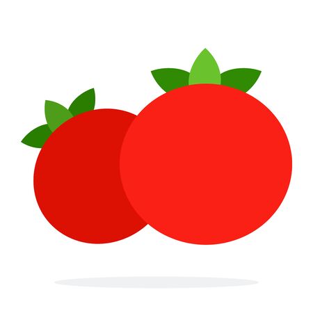 Front view of red tomatoes vector flat material design isolated on whiteのイラスト素材
