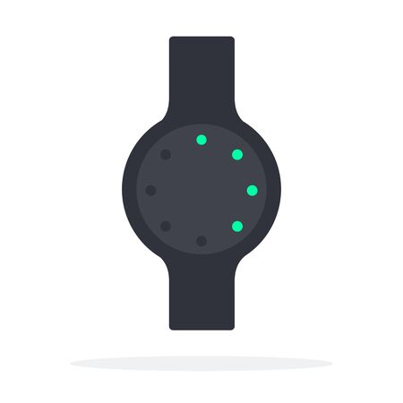 Round smart watch with luminous sensors on the screen Fitness trackers vector icon flat isolated.のイラスト素材