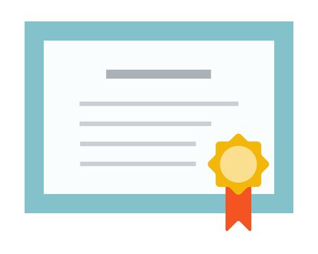 Medical diploma with a medal vector icon flat isolatedのイラスト素材