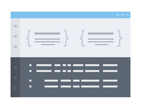 Software Environment Application Screen with Code flat icon vector isolated.のイラスト素材
