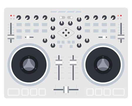 Electronic device, mixer designed to mix sound signals Musician flat icon vector isolated.のイラスト素材