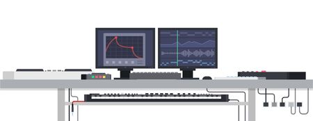 Equipment for home studio for recording on a table on a white background vector illustrationのイラスト素材