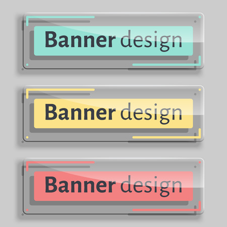 Banner design. Set of three realistic abstract transparent banners. Abstract transparent. Creative design. Web banner set. Vector illustrationのイラスト素材