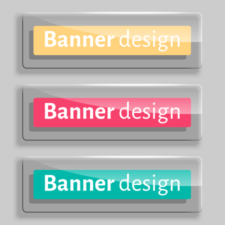 A set of modern vector transparency banners with glass elements. Web banners template set. Vector illustrationのイラスト素材