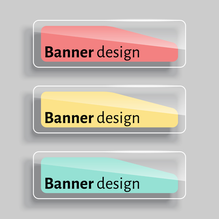 Banner design. Set of three realistic abstract transparent banners. Abstract transparent. Creative design. Web banner set. Vector illustrationのイラスト素材