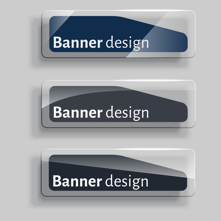 A set of modern vector transparency banners with glass elements. Web banners template set. Vector illustrationのイラスト素材