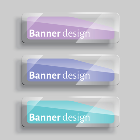 Set of realistic abstract banners with glass elements. Web banners set. Creative design. Vector illustration.のイラスト素材