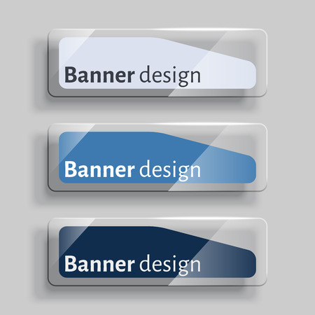 Set of realistic abstract banners with glass elements. Web banners set. Creative design. Vector illustration.のイラスト素材