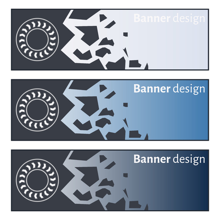 Banner design. Collection of three beautiful colorful banners with different geometrical shapes. Vector illustration.のイラスト素材