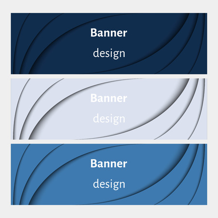 Set of realistic abstract banners with shadows. Web banners set. Creative design. Vector illustration.のイラスト素材