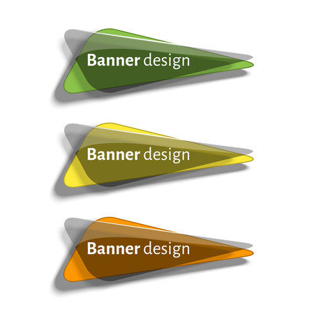 Set of realistic abstract banners with glass elements. Web banners set. Creative design. Vector illustration.のイラスト素材