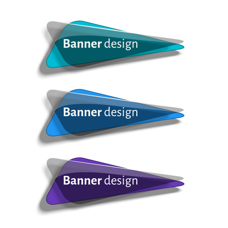 Set of realistic abstract banners with glass elements. Web banners set. Creative design. Vector illustration.のイラスト素材