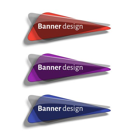 Set of realistic abstract banners with glass elements. Web banners set. Creative design. Vector illustration.のイラスト素材