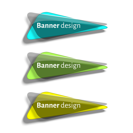 Set of realistic abstract banners with glass elements. Web banners set. Creative design. Vector illustration.のイラスト素材