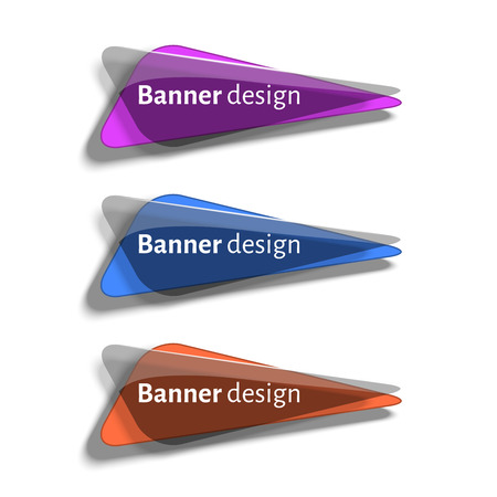 Set of realistic abstract banners with glass elements. Web banners set. Creative design. Vector illustration.のイラスト素材