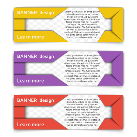 Web banner design. Set of vector web banners in modern style in paper material design style with soft shadows. Envelope style banners set. Vector background illustration.のイラスト素材
