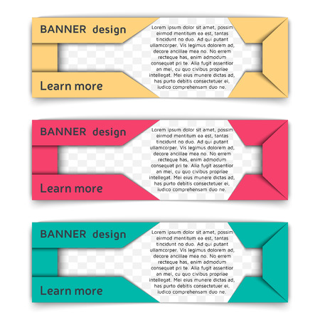 Web banner design. Set of vector web banners in modern style in paper material design style with soft shadows. Envelope style banners set. Vector background illustration.のイラスト素材