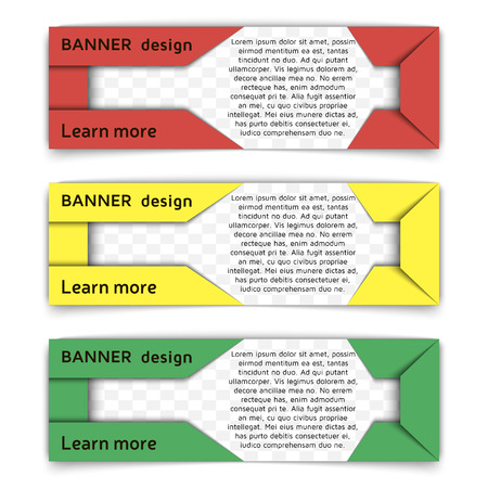 Web banner design. Set of vector web banners in modern style in paper material design style with soft shadows. Envelope style banners set. Vector background illustration.のイラスト素材