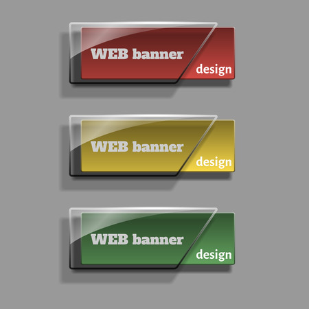 Set of realistic abstract banners with glass elements. Web banners set. Creative design. Vector illustration.のイラスト素材