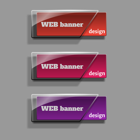 Set of realistic abstract banners with glass elements. Web banners set. Creative design. Vector illustration.のイラスト素材