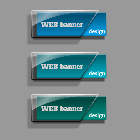 Set of realistic abstract banners with glass elements. Web banners set. Creative design. Vector illustration.のイラスト素材