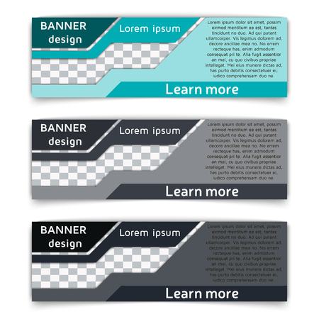 Web banner design. Set of vector web banners in modern style in paper material design style with soft shadows. Vector background illustration.のイラスト素材