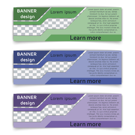 Web banner design. Set of vector web banners in modern style in paper material design style with soft shadows. Vector background illustration.のイラスト素材