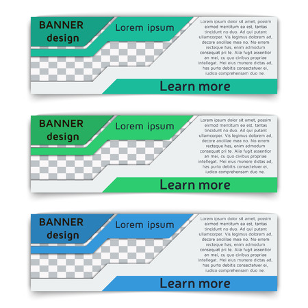 Web banner design. Set of vector web banners in modern style in paper material design style with soft shadows. Vector background illustration.のイラスト素材