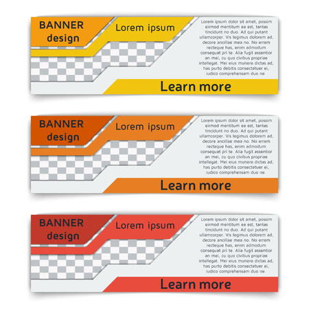 Web banner design. Set of vector web banners in modern style in paper material design style with soft shadows. Vector background illustration.のイラスト素材