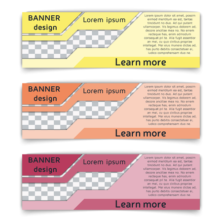 Web banner design. Set of vector web banners in modern style in paper material design style with soft shadows. Vector background illustration.のイラスト素材
