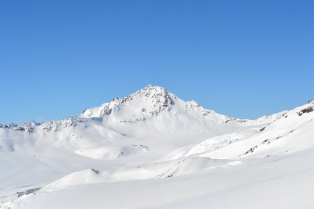 Beautiful view on the mountains. Nice winter mountains landscape. Snow lies on the surface of the mountains. caucasian mountains.の写真素材