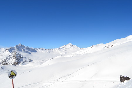 Beautiful view on the mountains. Nice winter mountains landscape. Snow lies on the surface of the mountains. caucasian mountains.の写真素材