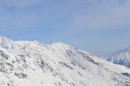 Beautiful view on the mountains. Nice winter mountains landscape. Snow lies on the surface of the mountains. caucasian mountains.の写真素材