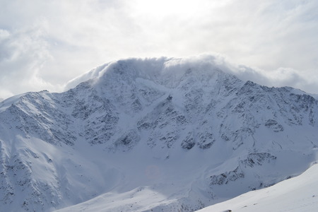 Beautiful view on the mountains. Nice winter mountains landscape. Snow lies on the surface of the mountains. caucasian mountains.の写真素材