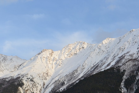 Beautiful view on the mountains. Nice winter mountains landscape. Snow lies on the surface of the mountains. caucasian mountains.の写真素材