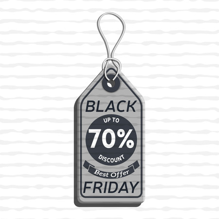sale tag design on the theme of black friday sale, discount with cardboard texture. black friday tag template made in material design style with text. vector illustrationのイラスト素材