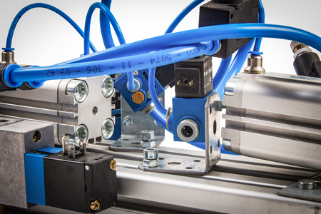 Details from an automated industrial plant in the field of compressed air technology.