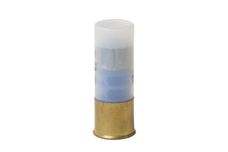 Closeup of a cartridge with white background.