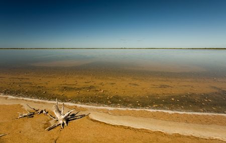 Salt pond on tropical islandの写真素材