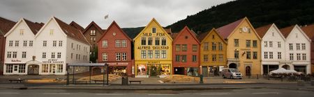 Old colorful buildings in Bergen, Norway, Scandinaviaの写真素材