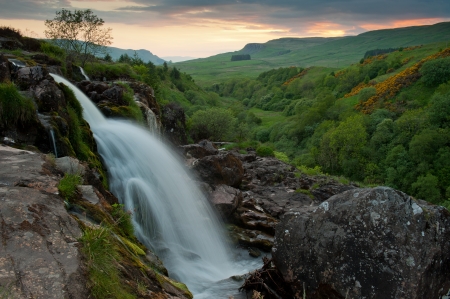 The Loup of Fintry waterfall north of Glasgow Scotlandの写真素材